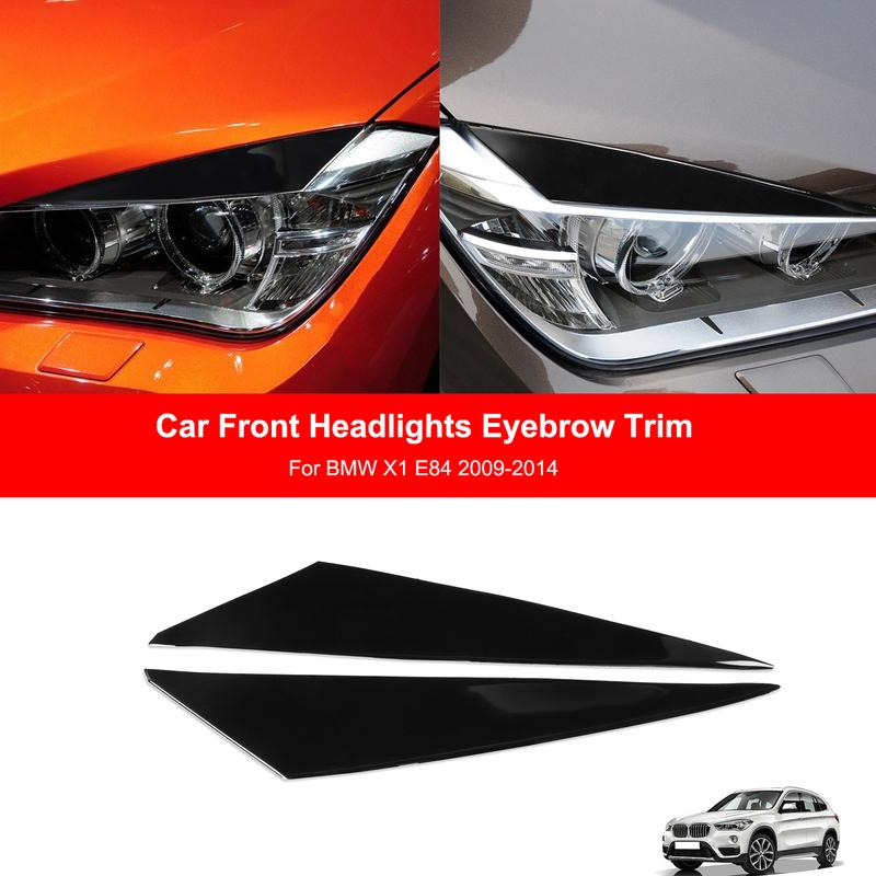 For BMW X1 E84 2009-2014 2pcs Piano Black Car Front Headlights Eyebrow Eyelids Cover Trim Car Exterior Tuning Accessories