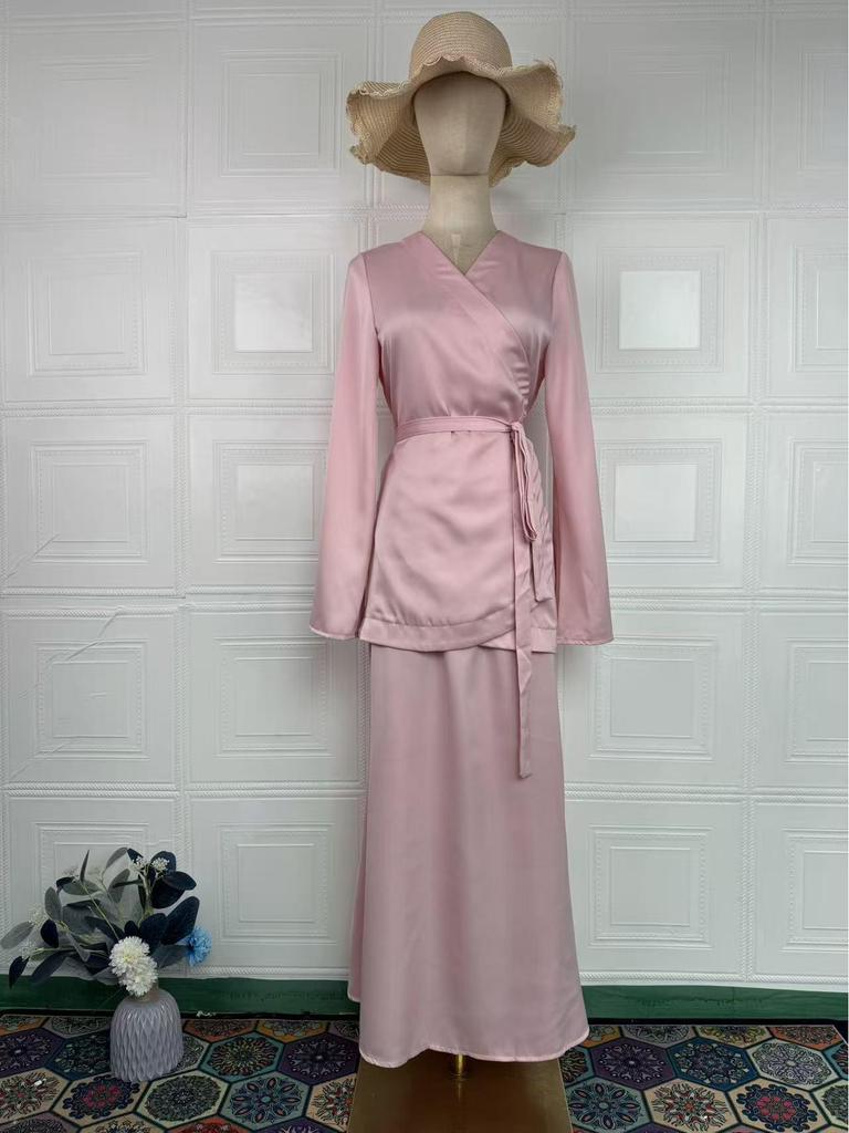 European and American Splicing Satin Long Skirt Suit - Spring 2026 Edition