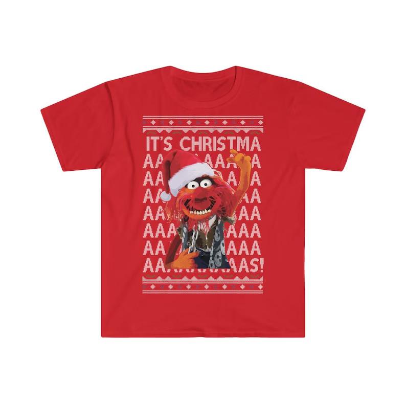 Animal Muppets Its Christmas T-shirt Red Muppet Santa Christmas Carol Tee S-5XL L