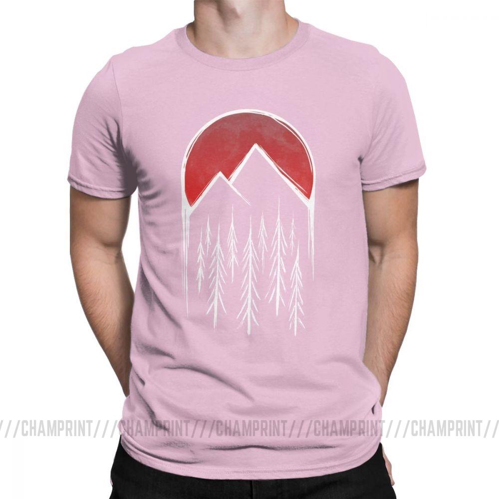 Twin Peaks T Shirts Men Red Pine Tree Moon High Quality Tops Short Sleeve