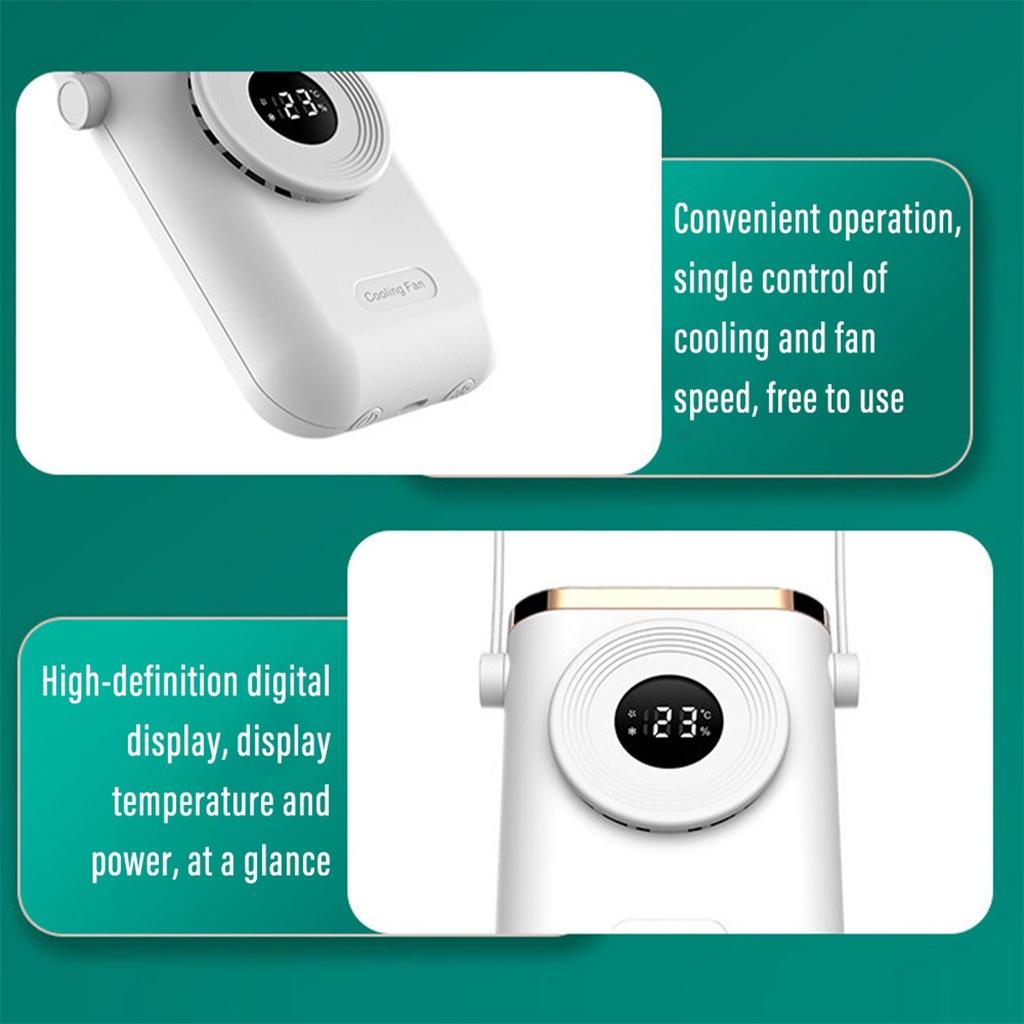 3 Gear Portable Neck Fan Mini Fan Personal Cooling Hands Free USB Rechargeable Bladeless Lazy Hanging Fan