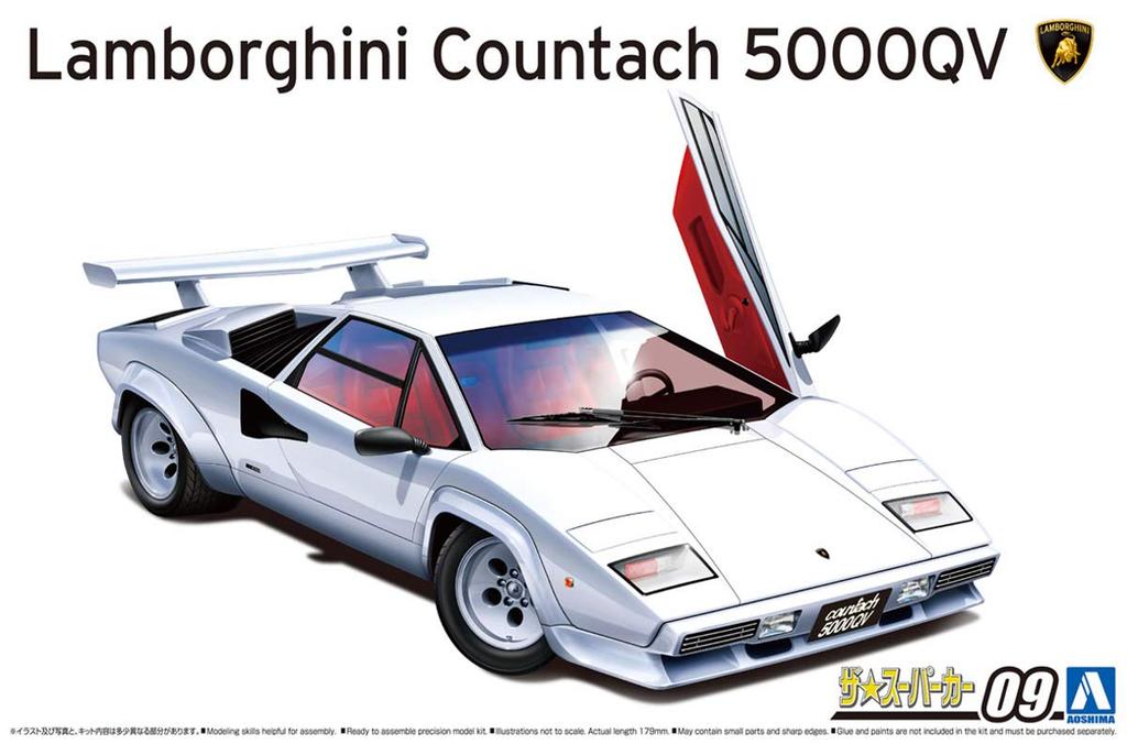 Aoshima Bunka Kyozaisha The Supercar Series 1985 Lamborghini Countach 5000QV Plastikový model 1/24 č.9