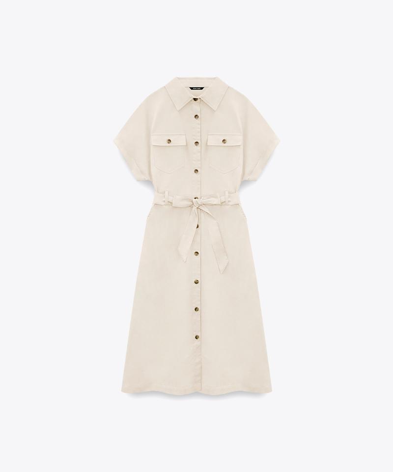 MARIE CLAIRE Linen Collared Belted Dress (Mafbop21Mbe)
