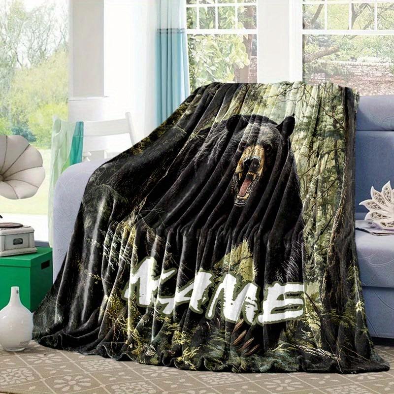 Black Bears Are Spotted Customize Your Name Blanket Warm Comfortable And Soft Blankets Are Suitable For Home Chairs Office Sofas Sofas Office Camping