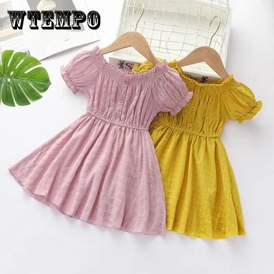 Sommer Mädchen Falten Kleid kinder Prinzessin Reine Baumwolle Kleid Nette Süße Plissee
