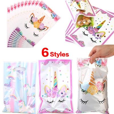30/20/10 Stück Geschenktüten Einhorn Kunststoff Süßigkeitentüten Kindergeburtstag Einhorn Thema Party Festival Dekoration Keksbeutel Beutel