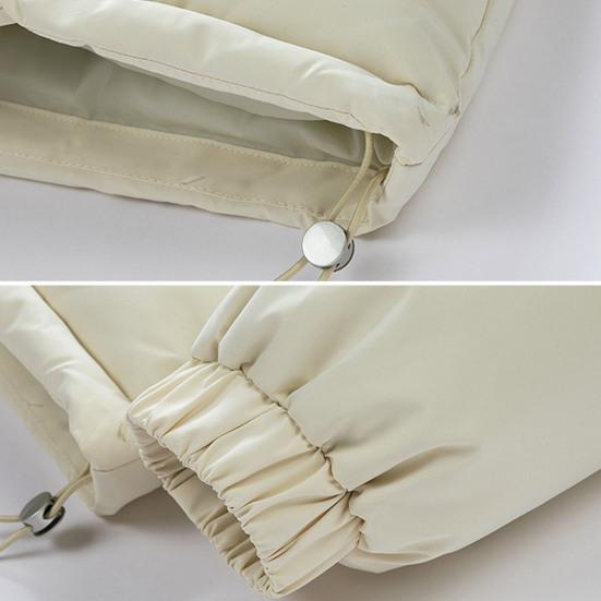 Vinter bomullsrock Ståkrage Långärmad Dragkedja Knappslå Pufferjacka Fickor Enfärgad Loose Fit Förtjockad Varma ytterkläder