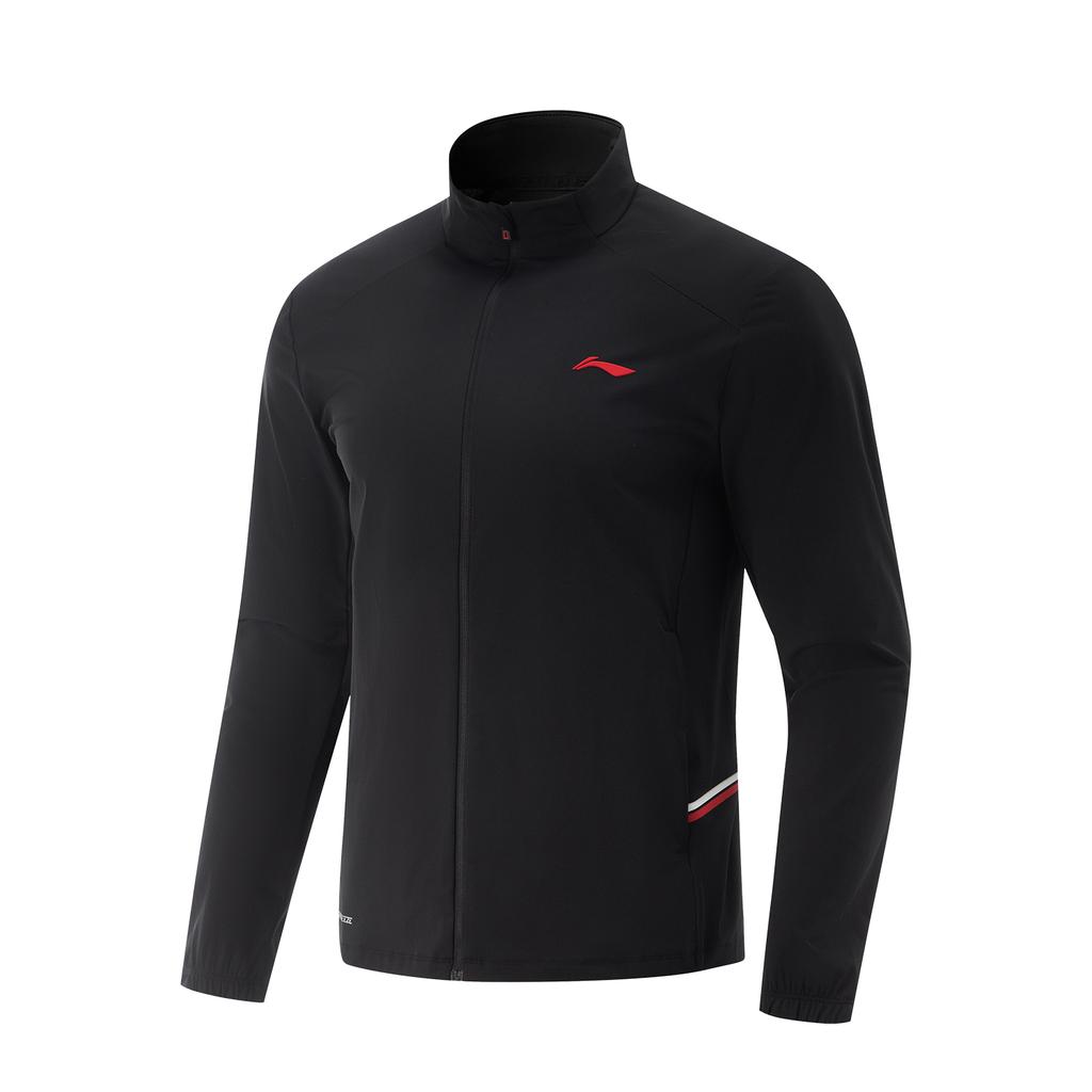 Li Ning Comfortable Breathable Versatile Jacket With Letter Zipper Stand Collar Men Jackets Black AFDVC31-2