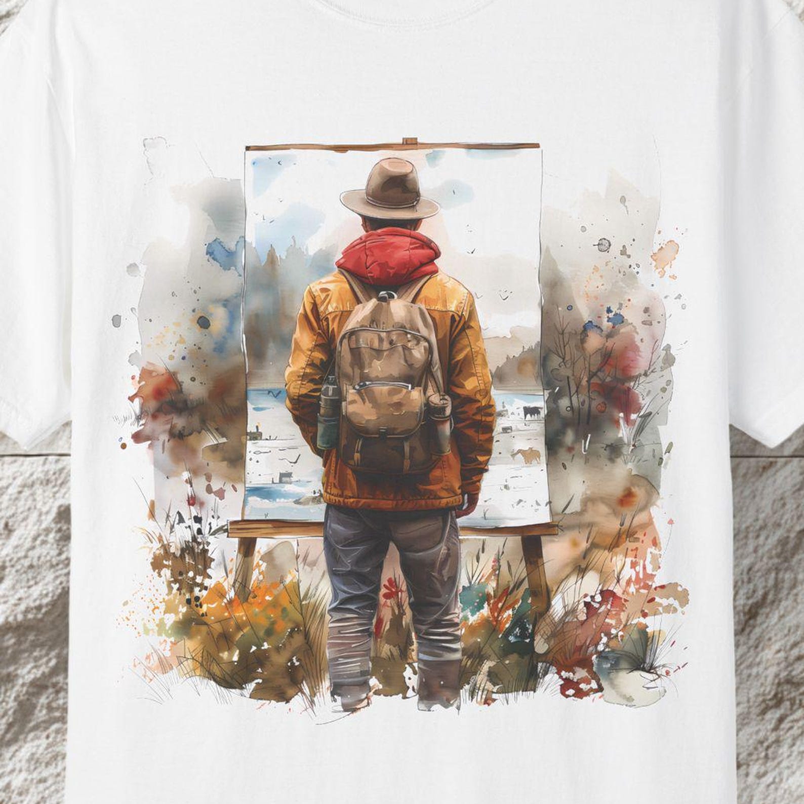 Artist Watercolor Painting T-Shirt, Creative Art Tee 3XL