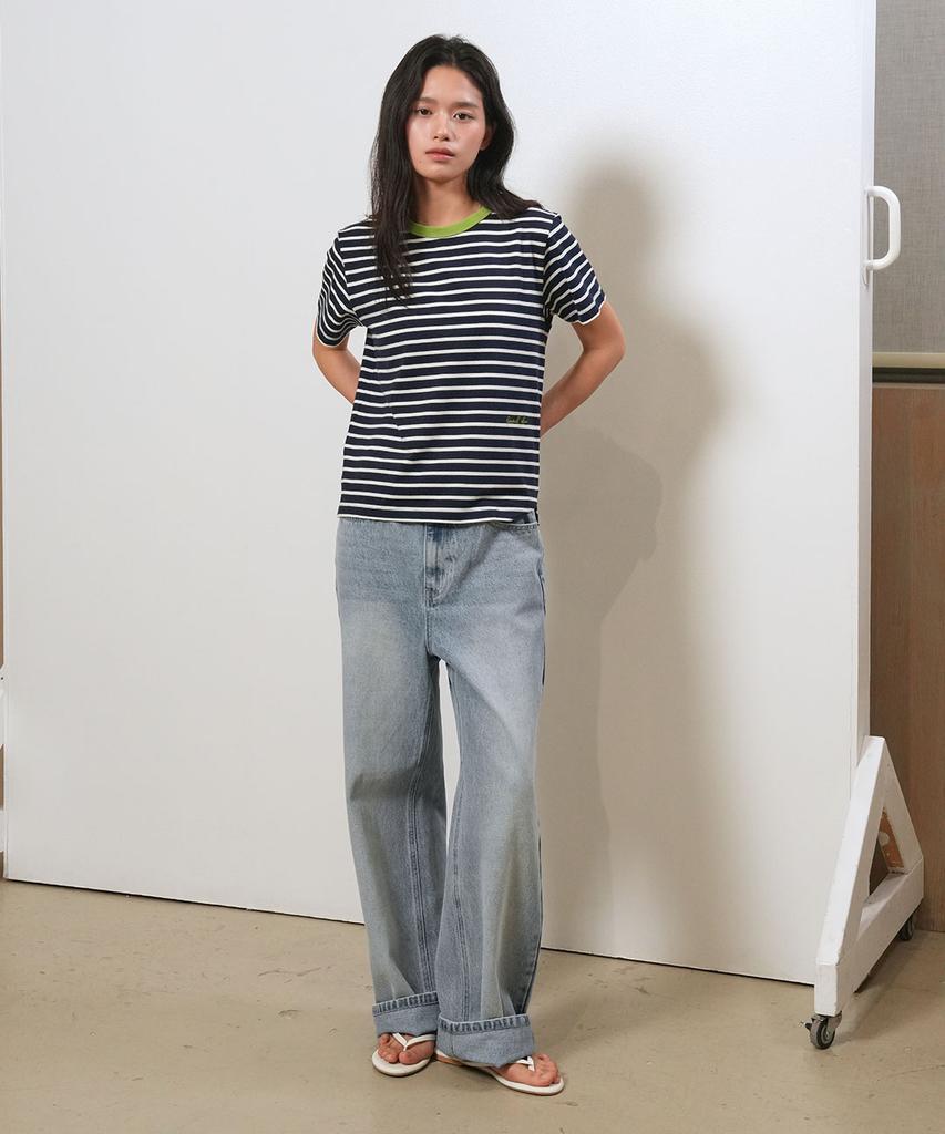 GENERALIDEA Color Block Stripe Short Sleeve T-Shirt [Navy] / Gf2Lts522