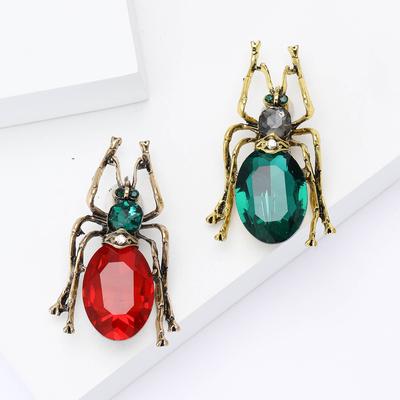 Vintage Alloy Glass Bug Brooch Personalized Creative Men'S Suit Coat Corsage Jewelry Pin