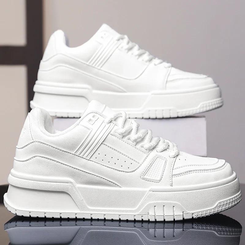 Versatile Men's Low-Top Sneakers Thick Bottom Spring Sports Black Trendy Casual Shoes EVA Sole PVC Face Casual Shoes