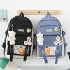 Five Piece Set Student Schoolbag Transparent Backpack  Women Outdoor Portable Storage Bags Large Capacity Travel Bag Gift