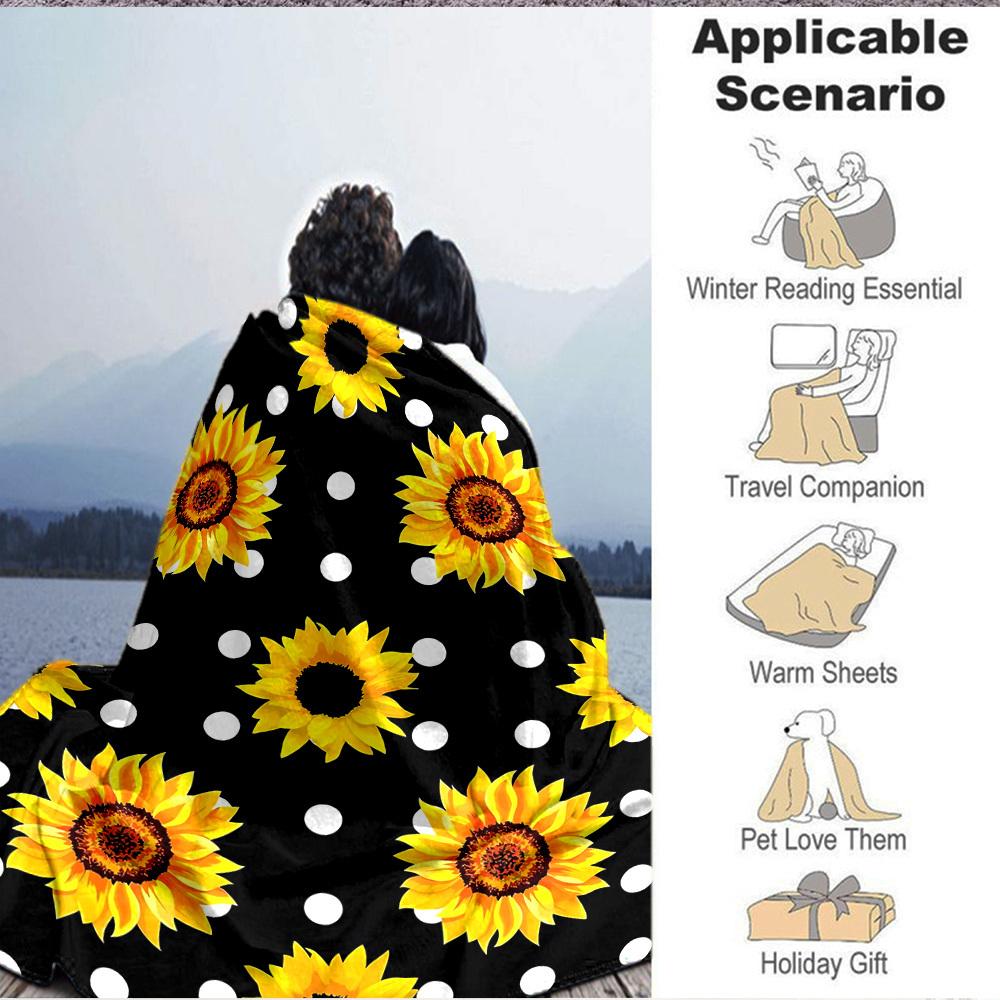 1pc Sunflower Pattern Blanket Warm, Cozy, And Soft, Suitable for Sofas, Beds, Cars, And Office Use.Perfect for Camping And Travel, Making It a Great G