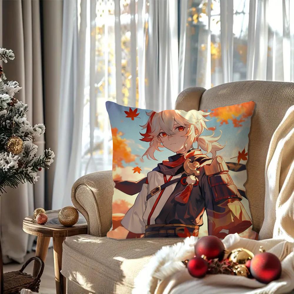 Kaedehara Kazuha Animation G-Genshin I-Impact Pillow Case Square Pillow Bedroom Sofa LeisureCarLiving Room Home Decoration 40X40