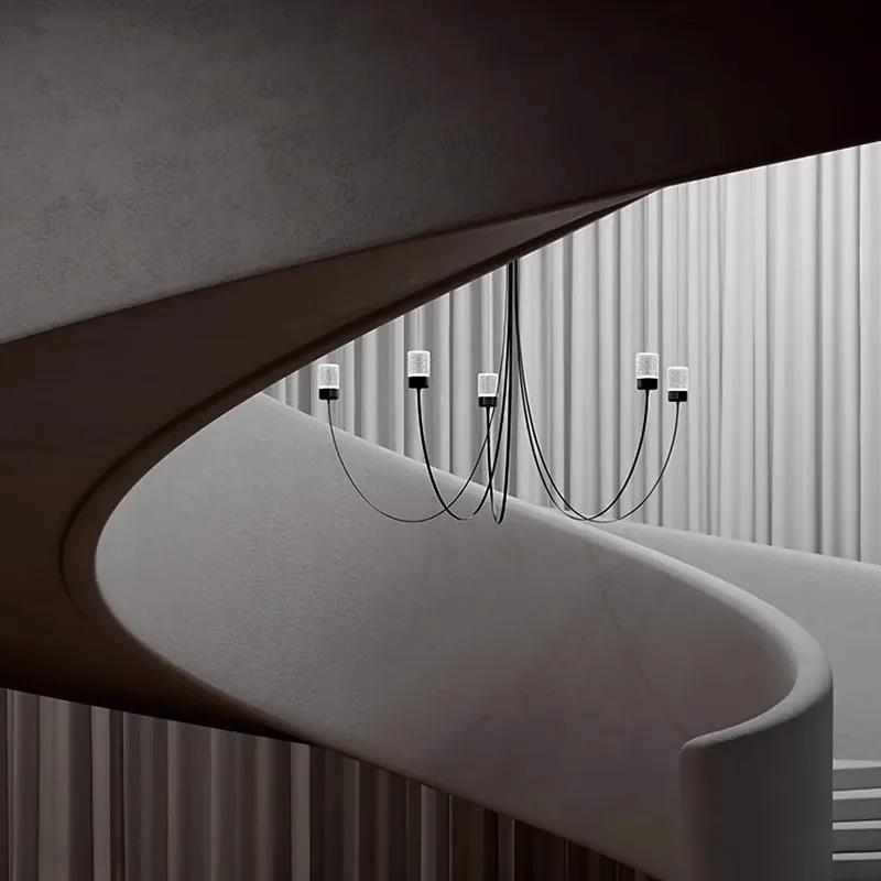 Nordic Gravity Chandelier Modern LED Living Room Hanging Light For Lobby Staircase Loft Creative Dining Room Chandelier