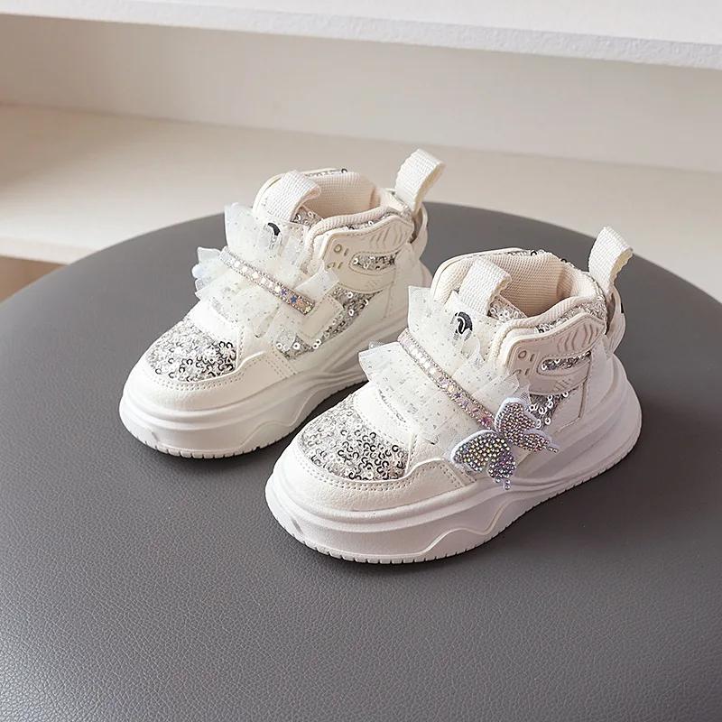 Trendy Girl Shoes Princess Sweet Child Sneaker Soft Soled Non Slip Casual Shoe New Autumn Girl Sneaker Simple Classic Board Shoe