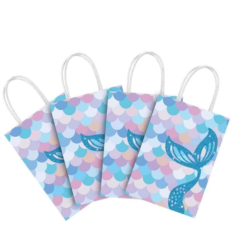 Pack of 10 Beauty Fish Theme Paper Bags with Scale Pattern Candy Storage Bags Suitable for Gifts and Party Favors