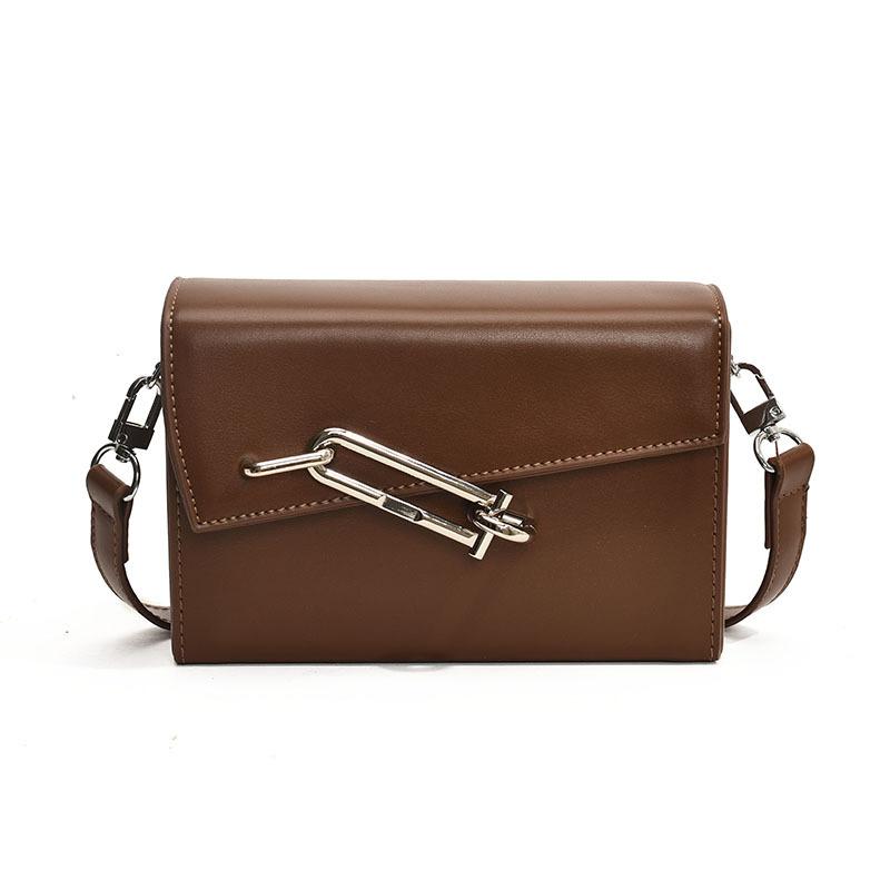 

Женская сумка модная квадратная простая ПУ нишевый дизайн женская маленькая квадратная сумка 24 новая commuter литературная наплечная сумка-мессенджер коричневый