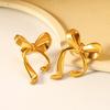 Fashionable Bow-shaped Stud Earrings for Women, Made of Stainless Steel With Gold Plating, Premium Everyday Jewelry Accessory