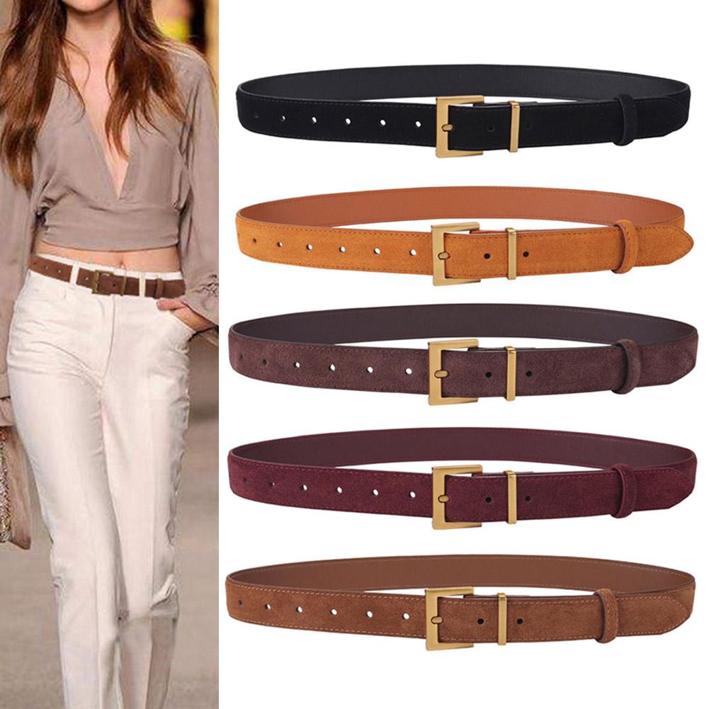 Fashion Women.s Double Genuine Leather Belt For Jeans Buckle Alloy Dresses Square With V7N0