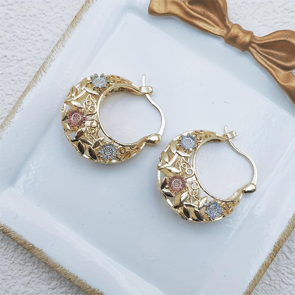 [Elegant Earrings] Elegant Floral Hollow Drop Earrings for Women | Versatile Fashion Jewelry for Everyday & Parties, Pendant, Flower