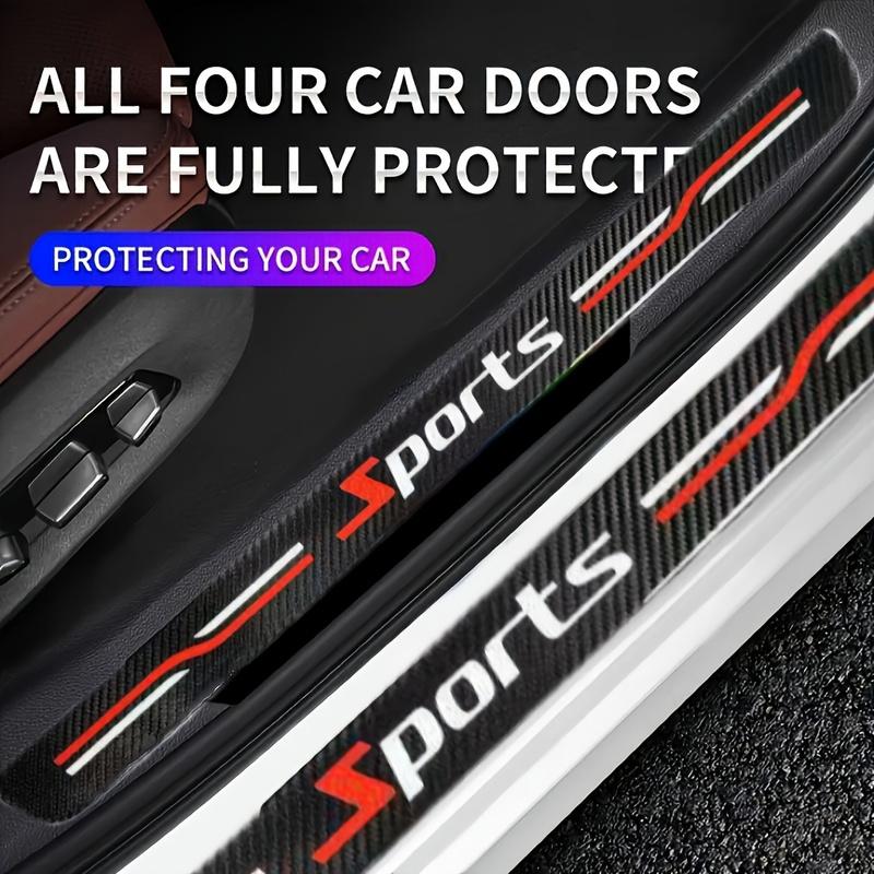 9PCS Car Door Sills Guards Stickers Film Anti Scratch Carbon Fiber Protector Scuff Pedal Cover Auto Accessories