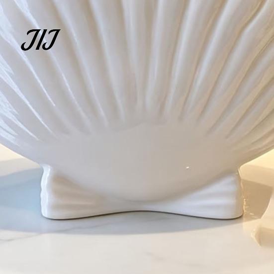 Small Item Storage Organizer Shell Shape Toothbrush Holder for Bathroom Countertop, 2 Compartments Waterproof Countertop Toothpaste Stand Desktop