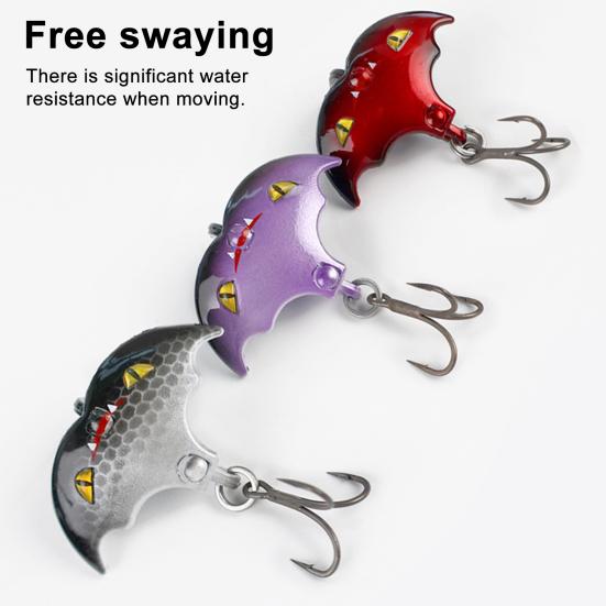 5Pcs Artificial Fishing Baits Hard Lures Treble Hook Design Floating Topwater Fishing Lures Bionic 3D Bat Baits