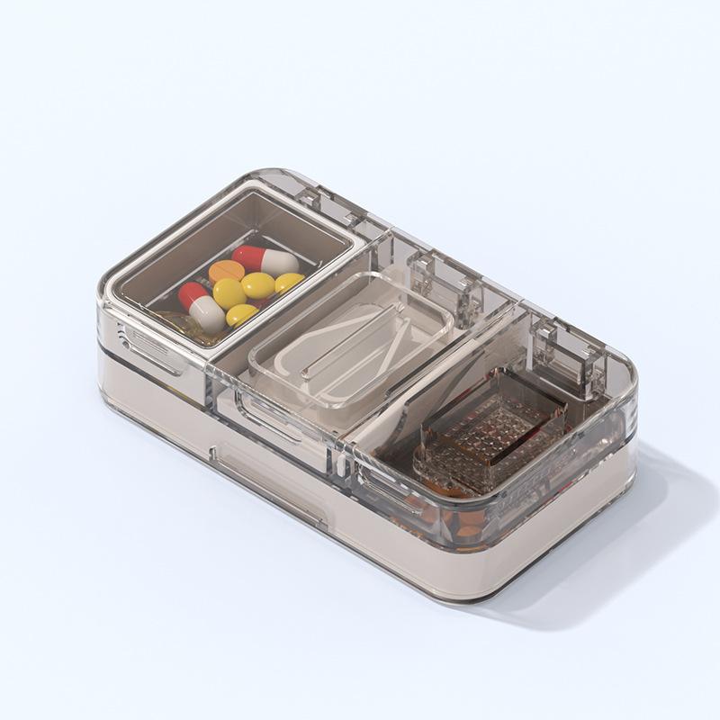 1PCS Pill Organizer with Cutter Crusher,Travel Medicine Pill Organizer for Pocket Purse To Hold Vitamins Medication Supplements