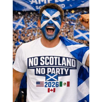 No Scotland No Party Football T-Shirt Cup Football Tournament of The World 2026 T-Shirt Kids Adult Unisex
