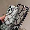 For iPhone 16 Pro Case Geometric Diamond Pattern Rhinestone Decor Electroplating TPU Phone Cover
