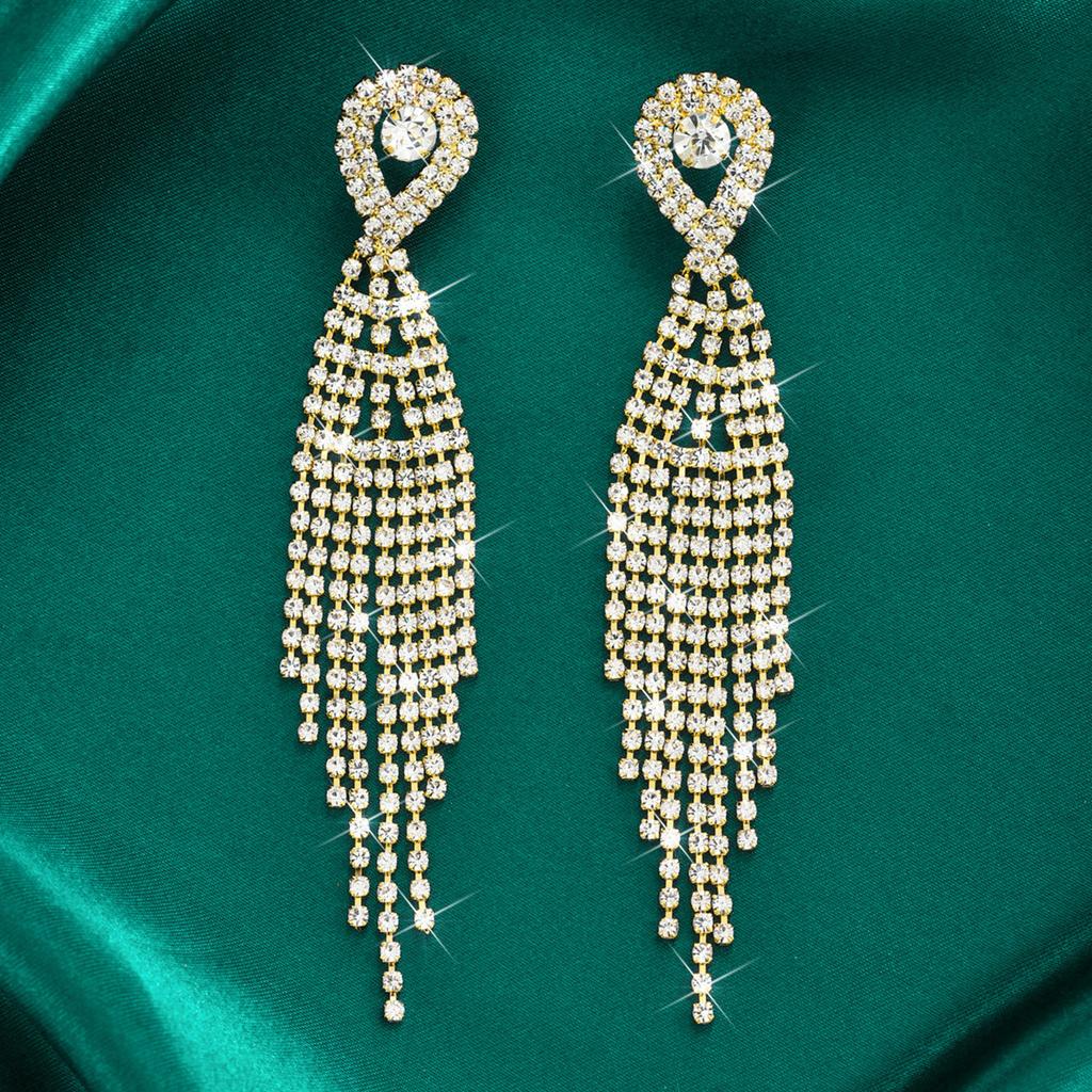 Temperament retro jewelry fashion bride Joker Earrings studded tassel earrings