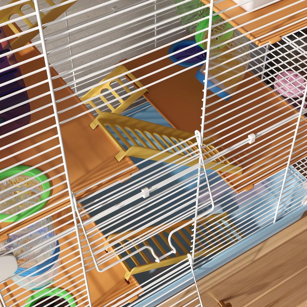 5 Tier Hamster Cage Carrier Habitat w/ Exercise Wheels, Tunnel, Light Blue