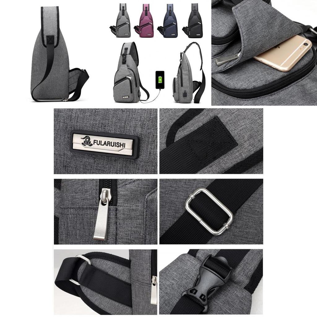 Versatile Crossbody Shoulder Bag For Men With External Usb Port And Front Pocket