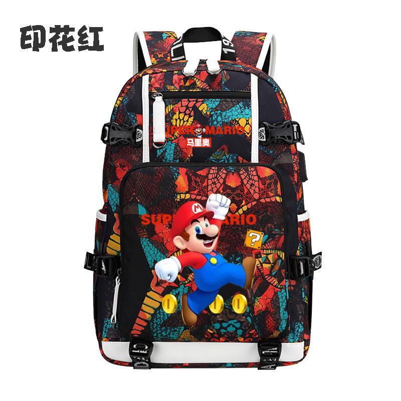 Zaino con Licenza Anime di Mario per Bambini Adolescenti Ragazzi Ragazze, Leggero Ergonomico Zaino Scolastico Grande Capacità, Design Anti-Scoliosi