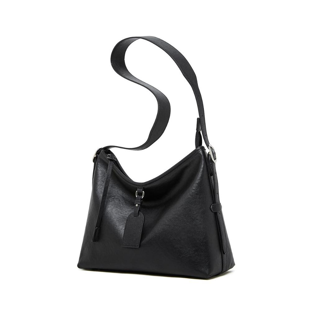 

Женская сумка через плечо большой вместимости, новая сумка-тоут из коровьей кожи в ленивом стиле, кожаная универсальная сумка-мессенджер чёрный