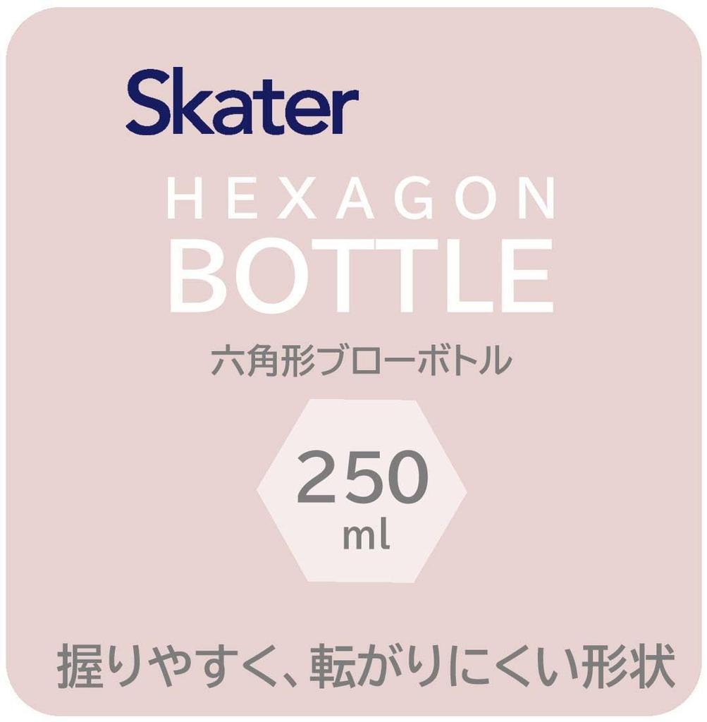 Skater Easy-to-Grip Hexagonal Plastic Water Bottle, 250ml, Blow-Drop Design, for Adults and Kids, Direct Drinking, Transparent, Snoopy Design,