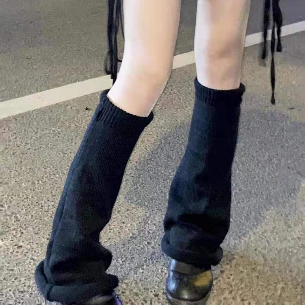 Millennium Subculture Solid Knit Leg Warmers: Japanese Korean Style Mid-Length Women's Socks