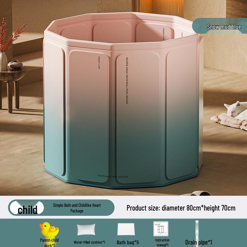 Portable Folding Bath Barrel for Adults & Children - PVC, No Installation Required
