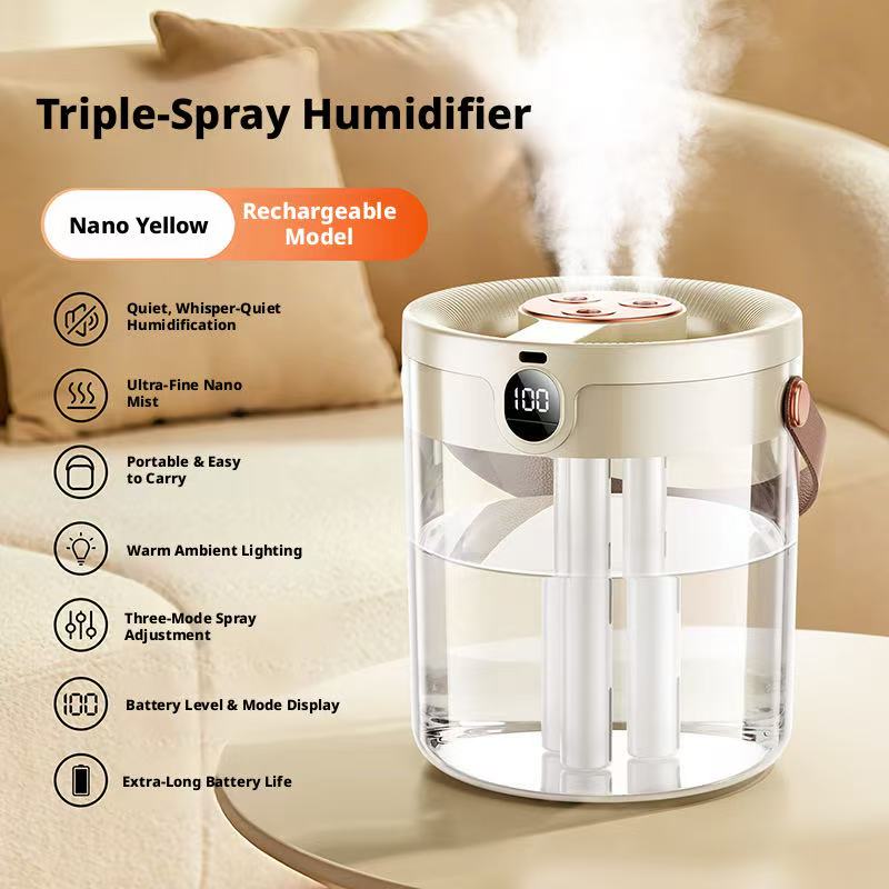 Triple Spray Humidifier Quiet Large Mist Volume Large Capacity For Bedroom Living Room Office Home Safe For Pregnant Women Baby