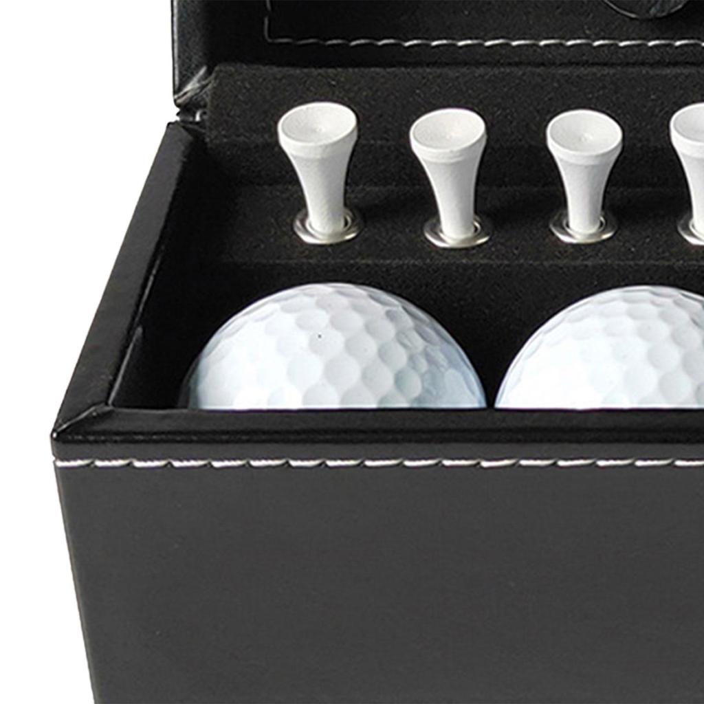 Golf Ball and Tee Gift Set with PU Leather Box Metal Divot Tool Golf Gift for Men for Green Golfers Golf Course Grandpa Dad