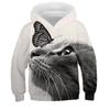 Autumn 3D Cat Printed Hoodies Fashionable Casual Sports Long Sleeved Children's Boy Hooded Sweatshirts