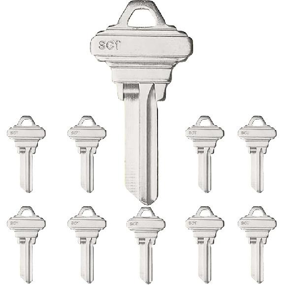 

Schlage SC1 Заготовки ключей Упаковка 50 штук Ненарезанные заготовки ключей для дома и профессионального использования, Медные заготовки ключей, совместимые с 5-пиновыми замками Pack of 10 SC1 Blank Keys