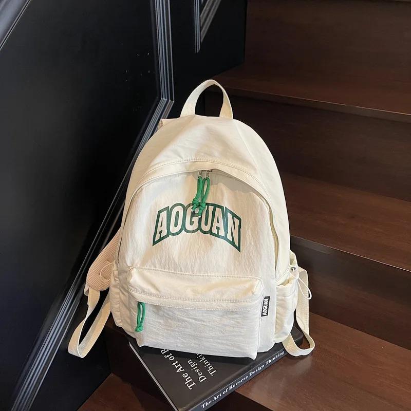 New Alphabet Backpack Women's Japanese Simple Large Capacity High School Student School Bag Travel Backpack
