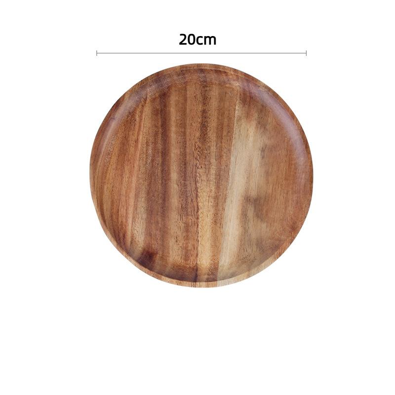 Solid Wood Serving Platter Tray Round Wooden Tea Tray Plate Dinner Plates  For Food Snack Dishs