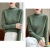 Autumn Winter Women Knitwear Slim Fit Semi High Neck Pure Color Loose Short Knitted Sweater Base Layer