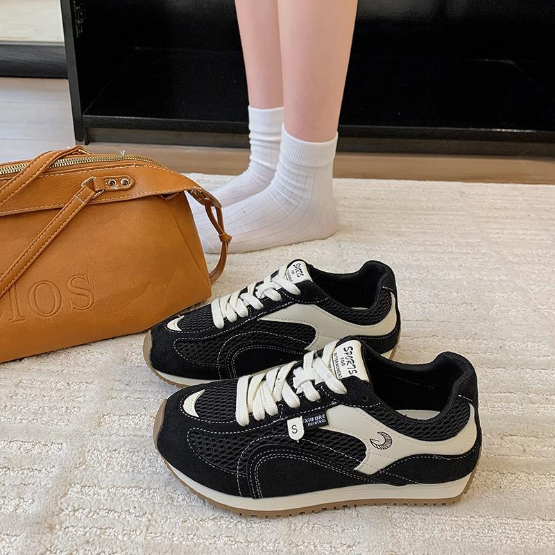 

Fashion Summer New Mesh Breathable Flat Shoes Women s Round Toe Deep Mouth Front Lace-up Soft Slip Anti-Slip Athletic Casual Shoes 35 чёрный