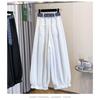 DIMANAF 2026 Plus Size Summer Women Pants Cotton Elastic Waist Oversize Fashion Lady Casual Long Pants Solid Black