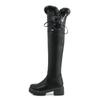 Black White Fur Snow Boots Winter Shoes Women's High Boot Platform Chunky Heels PU Leather Casual Warm Rain Shoes Waterproof